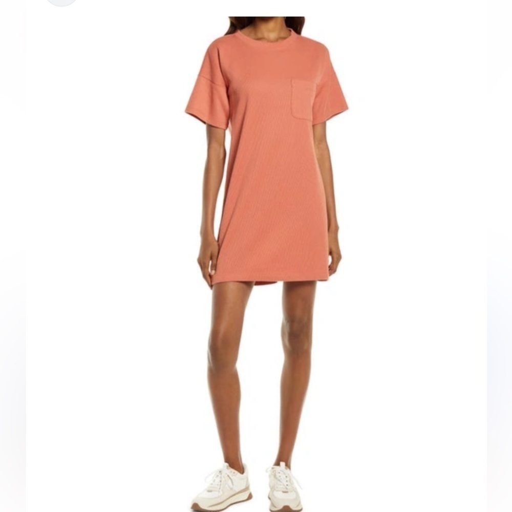 DKNY silk mini dress tunic salmon pink small orange top